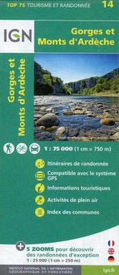 Monts d'Ardèche 1:75 000 | (Land-)Karte | Französisch | 2018 | IGN Frankreich