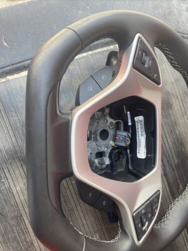 2014-2019 C7 Corvette Automatic Leather D-Shaped Steering Wheel Gray Stitching - Picture 2 of 24