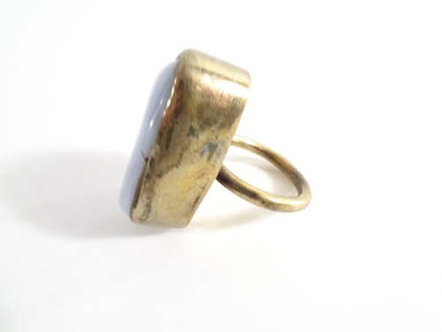 Designer Damen Magnesit Oval Messing Cocktail Ring Gr. 6 - Bild 4 von 9