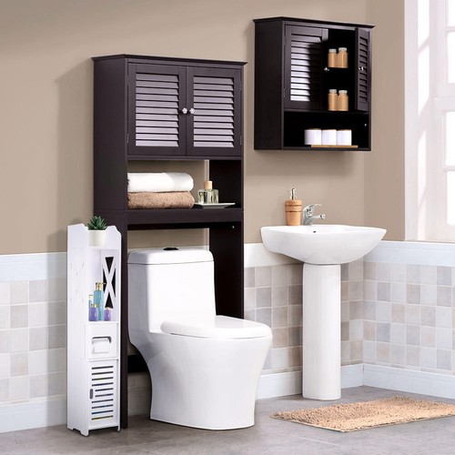 Modern Wooden Bathroom Shelf Cupboard Bedroom Storage Unit Free