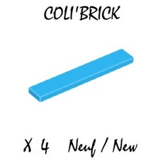 Lego 6636 - 4x Plaque Lisse / Tile 1x6 - Bleu Azur / Dark Azure Blue - NEUF