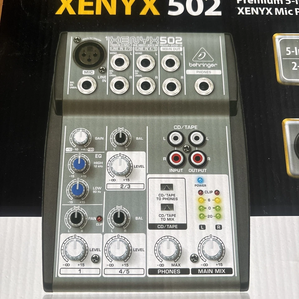 Behringer Xenyx 502 Premium 5-Input 2-Bus Mixer BRAND NEW IN BOX - Image 2 of 4