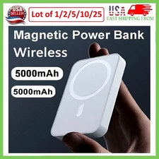 5000mAh Power Bank Magnetic Battery Pack Wireless Charger iPhone 16/15/14 (LOT)