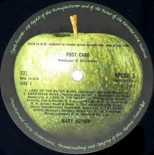 MARY HOPKIN Post Card Vinyl Record Album LP Apple 1969 Mono Folk Rock Pop Music - Picture 2 of 6