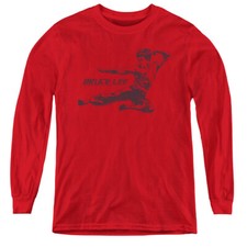 Bruce Lee Kids Long Sleeve Shirt Line Kick Red Tee