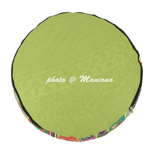 Sari pouffè verde patchwork cotone ricamato 22 pollici copertura ottomana - Foto 4 di 5