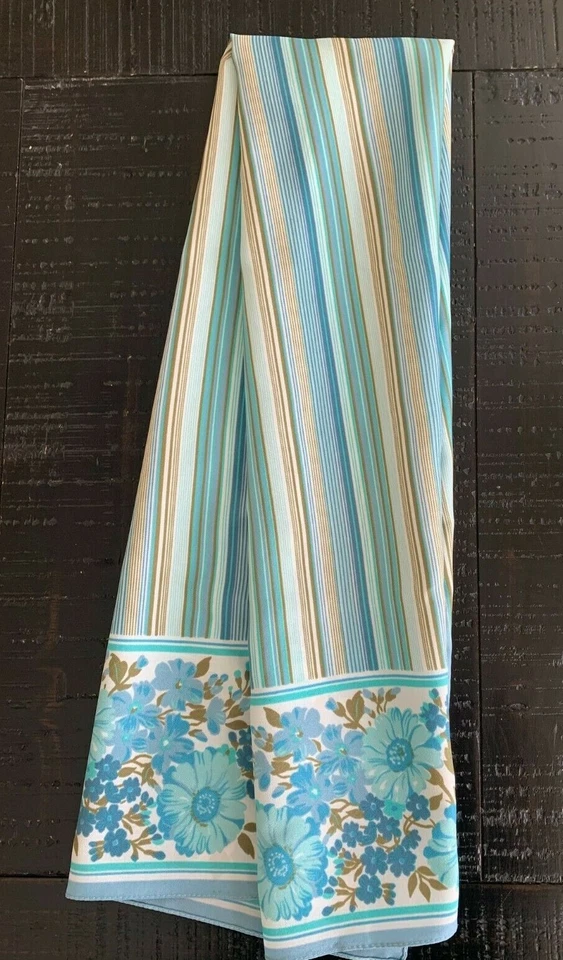 Bufanda de seda Glentex vintage preciosas flores a rayas verde azulado al final. 43" X 12.5" Foto 2 de 4