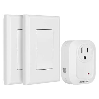 Wireless Wall Switch Remote Control Outlet No Wiring 100ft Rf Range Preprogramme