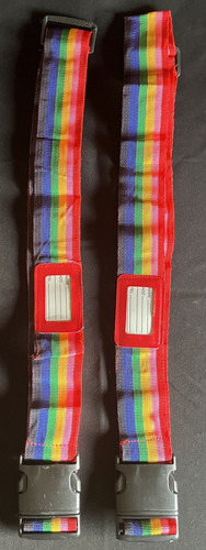 2 Vintage 1980s Rainbow Luggage Straps Adjustable Snaplock