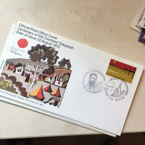 Australia First Day Cover FDC 1972 Centenary Overland Telegraph ironstone PMK