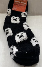 Spooky Village Halloween Socks Fuzzy Ghost Super Soft Socks