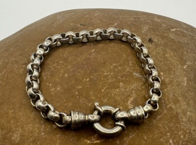 Sterling Silber 925 ARMBAND 7'' Bolzen Ring Verschluss Unisex 25,2 gr #4