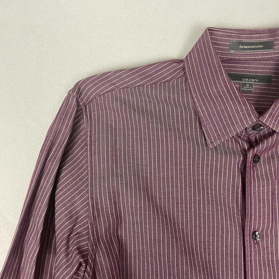 Vintage Cezani Mens Long Sleeve Button Down Dress Shirt Size Medium Striped - Image 3 of 4