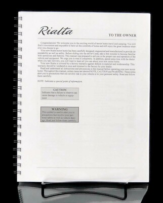 2002 Winnebago Rialta Home Owners Operation Manual User Guide Coil Bound