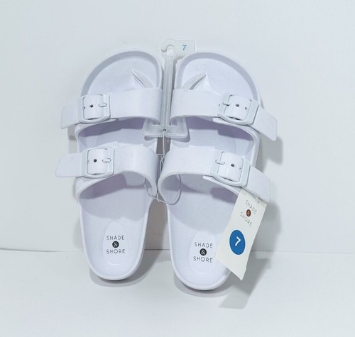 Sandali donna Shade & Shore taglie 7 e 8 bianchi Neida EVA due bande slide - Foto 12 di 32