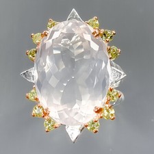 37 ct Natural Rose Quartz Ring 925 Sterling Silver Size 8.5 /B-R3087