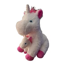 Adventure Planet Plush 11" White Unicorn With Baby Stuffed Animal Toy