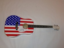 FRANKIE VALLI SIGNED FULL-SIZE USA FLAG ACOUSTIC GUITAR THE FOUR SEASONS JSA COA