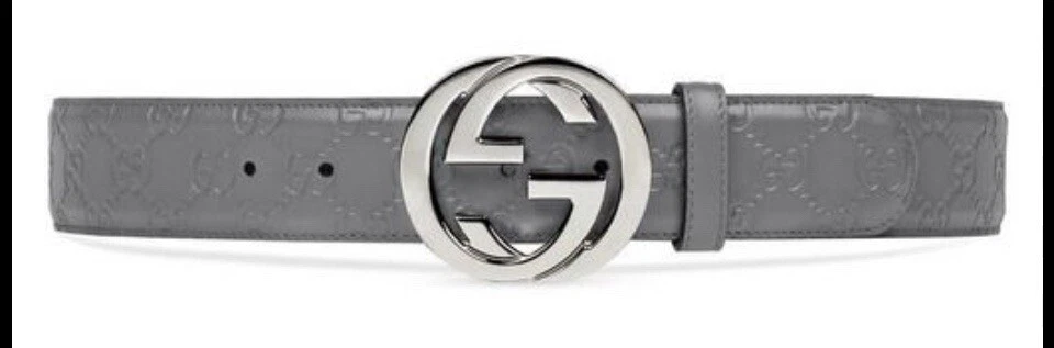 GUCCI Rare Cuir Gris Ceinture Homme 34US. Occasion, état exceptionnel