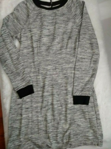 Lou & Grey schwarz/grau meliertes Kleid ausgestellt Reißverschluss Kontrast Jersey Strick Gr. M - Bild 5 von 7
