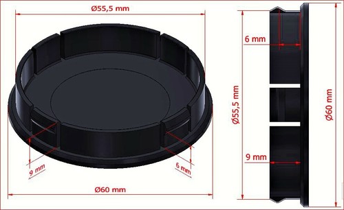 4 x 60/55,5mm Tappi Coprimozzo CARBONIO Copricerch Cerchi in Lega Emblema - Foto 2 di 3