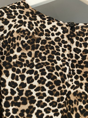 Dorothy Perkins Ladies Beige Brown Animal Leopard Print Chiffon Blouse Size 14 - Picture 5 of 5