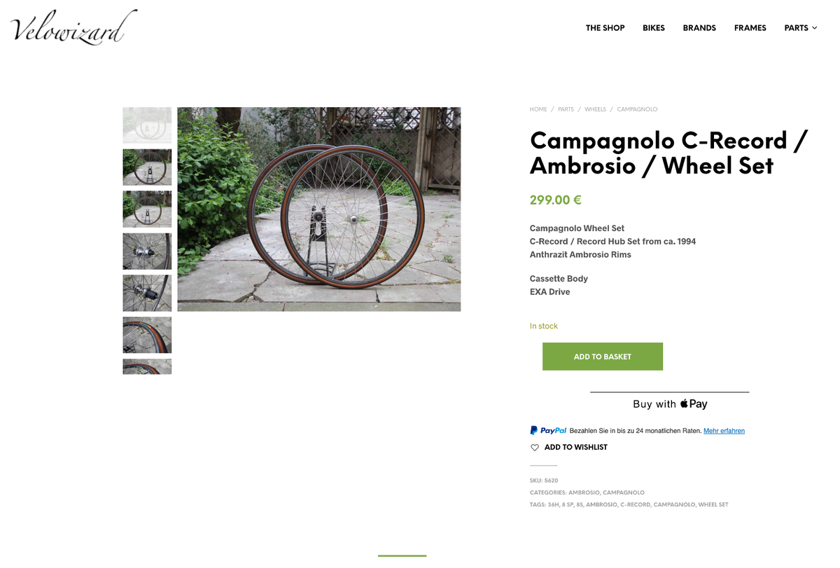 Paire De Roues Campagnolo C Record / Ambrosio – 36 Trous, Alu, 28 Pouces