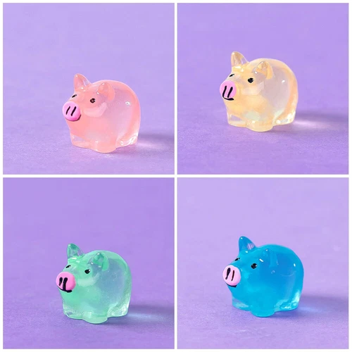 30PCS Mini Pig Resin Animal Charm Ornaments Glow in The Dark Decor DIY Craft Toy - Picture 7 of 13