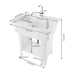 Heavy Duty Laundry Sink Utility Tub W/ Faucet Sinks For Washing Room White NEW