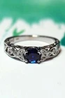 2.2Ct Round Blue Lab Created Sapphire Celtic Knot Engagement Wedding Silver Ring