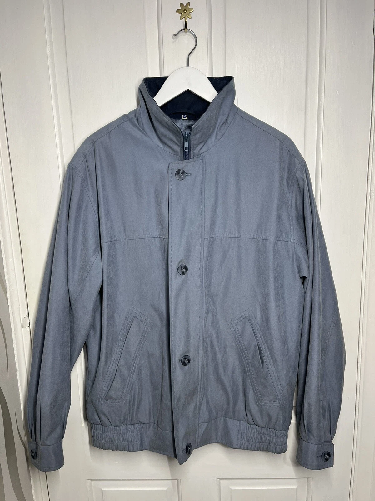 Kingston Menswear Blue Zip Up Jacket Vintage Casual Smart Windbreaker Coat