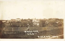 A Bird's Eye View Of Riverton, Iowa IA RPPC