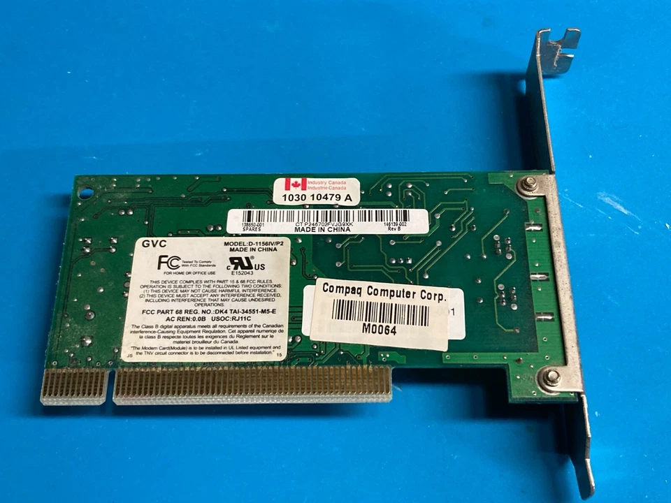 Compaq / Pctel Fax Modem PCI Card PCT789T-C HSP PCI 56K V.92  - Image 3 of 3