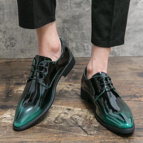 Herren Lackleder Elegant Formell Oxford Business Schuhe Spitz zulaufend Hochzeitsschuhe - Bild 7 von 19