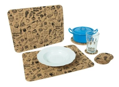 Tischset aus Kork rechteckig 400 x 300 mm Set à 4 Stück food Motiv - Bild 1 von 4