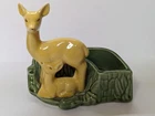 VTG Shawnee Pottery Planter Deer/Fawn 5 5/8" H Yellow & Green #669 USA