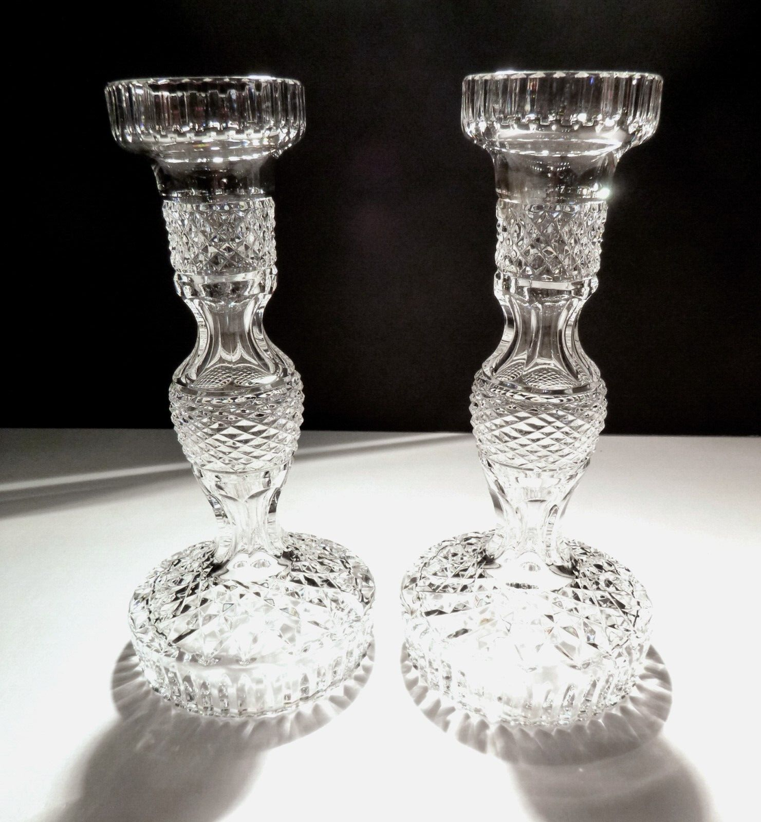 VINTAGE* Waterford Crystal ALANA (1952-) Set 2 Candle Stick 7 1/2