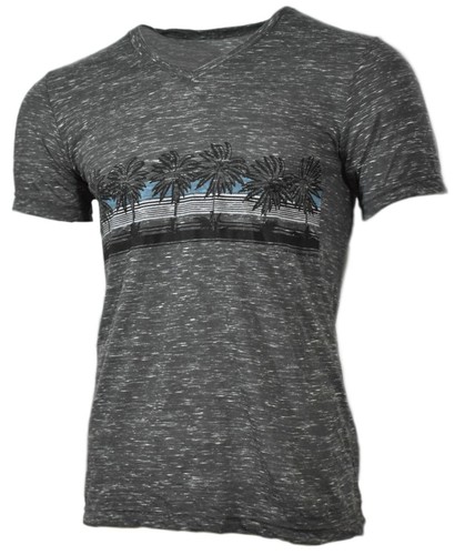 Men's T-Shirt V-Neck Sunset Palm Trees No Worries Here 100 % Cotton NEW - Picture 3 of 3