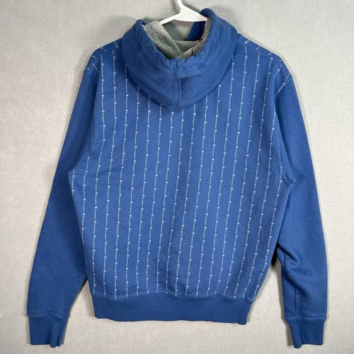Champion Spellout Striped Logo Sweater Adult Small Blue Hoodie Sweatshirt Mens - Picture 10 of 11