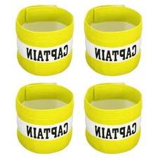 4 x Captain's Armband Elastic Arm Band for Soccer Team Training Yellow