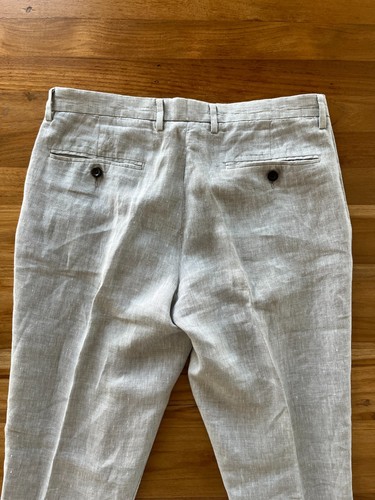 J Crew Light Grey Baird McNutt 100% Linen Pants Trousers Cuffs Slim 30/30 - Picture 5 of 10