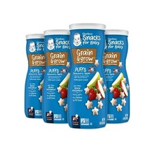 Gerber Graduates Non-GMO Strawberry Apple Puffs Cereal Baby Snack Canister, 6 x