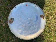 Vintage Aluminum 25  Round Winter Snow Sled Flying Saucer Disc Original Handles