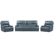 Verona Azure - Powered By Freemotion Power Reclining Sofa and Two Recliners
