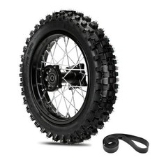 80/100-12 3.00-12 Dirt Bike Rear Wheel Tire Tube Assembly Compatible with 90cc