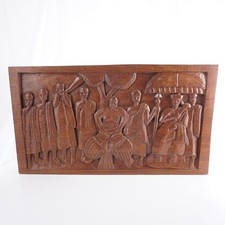 Holzbild groß Asiatisch Handgeschnitzt ca 76 x 42,5 x 3 cm