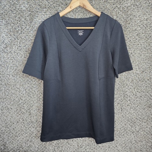 J Jill Pure Jill Top Womens XS Gray Oversized Double Knit Seamed Tunic Soft
