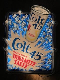 Vintage Colt 45 Malt Liquor Sign Beer Can 3D Foil Dynamite Taste Lighted 70’s