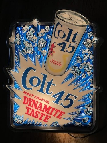 Vintage Colt 45 Malt Liquor Sign Beer Can 3D Foil Dynamite Taste Lighted 70’s