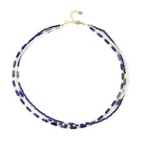Cavill Silberhalskette Riya 925 Sterling Silber Vergoldet Lapis Perlen
